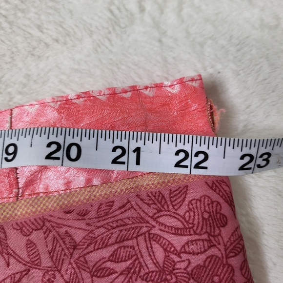 Silk Pink Floral Wrap Skirt With Ties - Picture 11 of 12